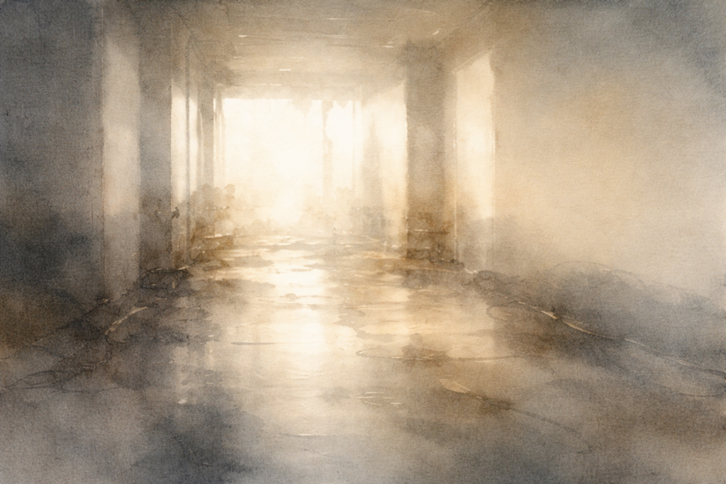 Abstract watercolor image evoking the human cost of aI and leadership responsibility